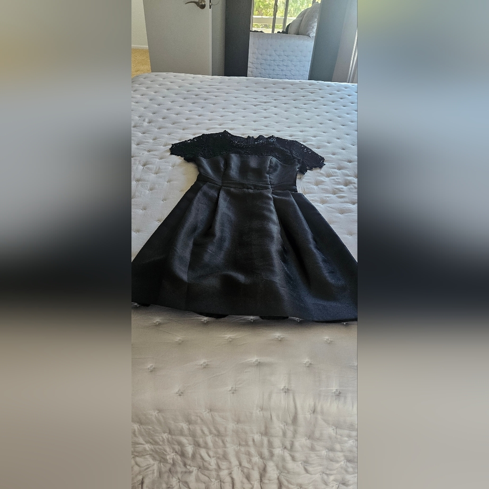 Jessica Simpson 2 Black Evening Dress Laced Shoulder with Jewelry Trim LBD